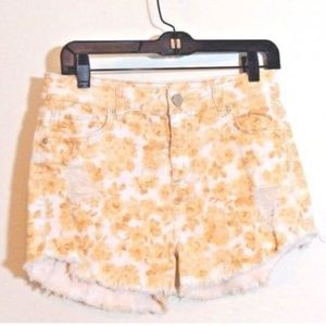 Sapphire Ink Juniors 9 Orange Floral Print Shorts